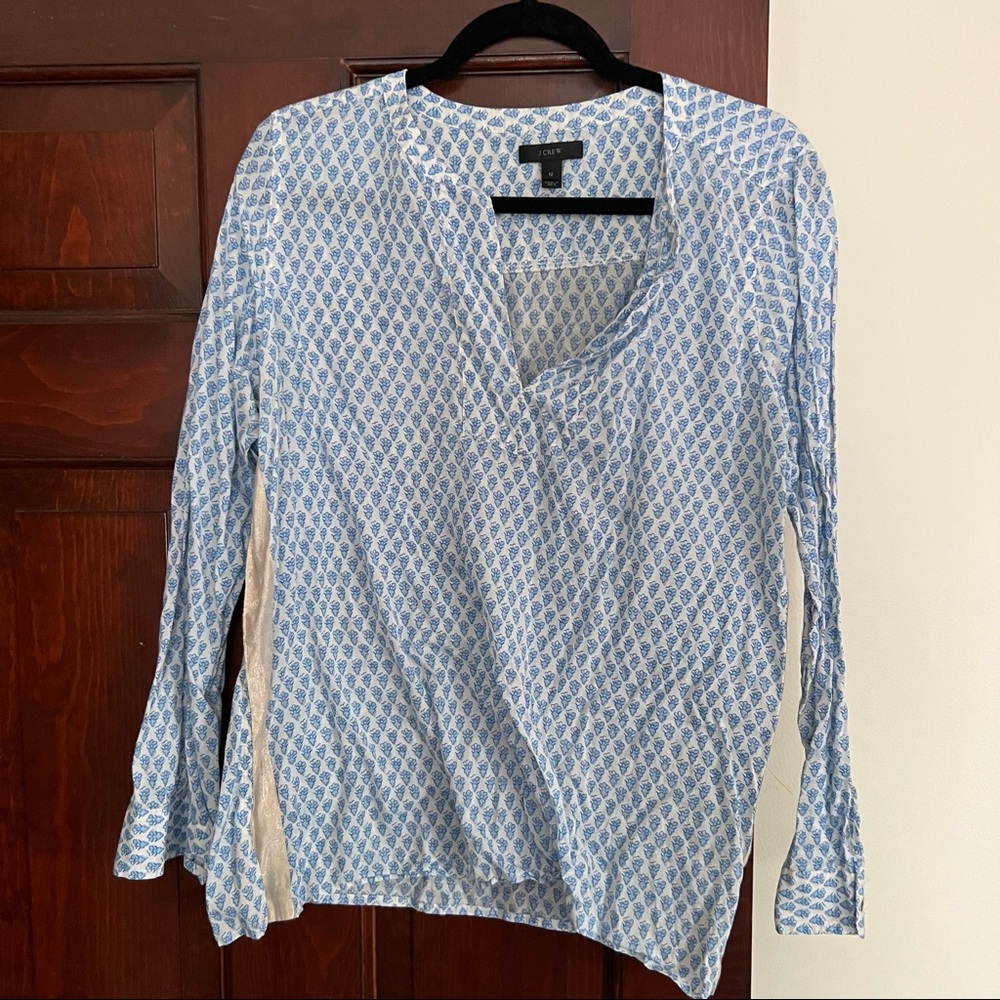 J Crew Linen Top with Gold Side Accents